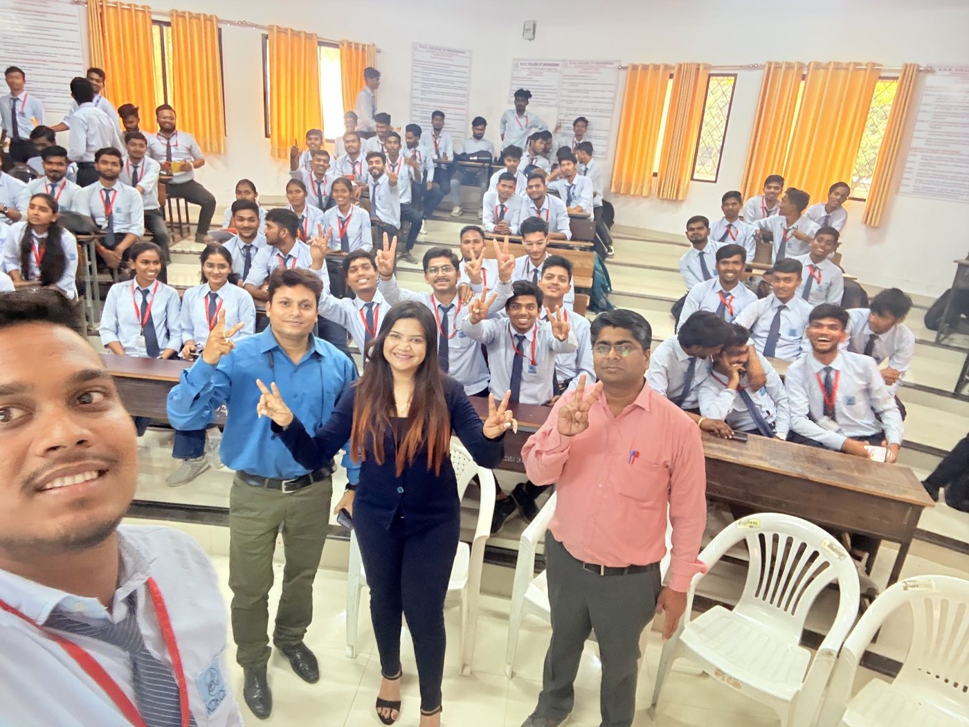 Students attending a spoken English session